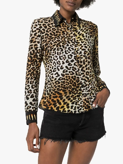 Shop Rockins Leopard Print Silk Shirt In Brown