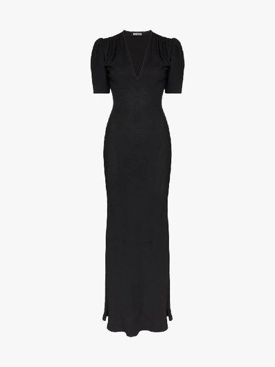 Shop Rockins Pouf Sleeve Maxi Dress In Black