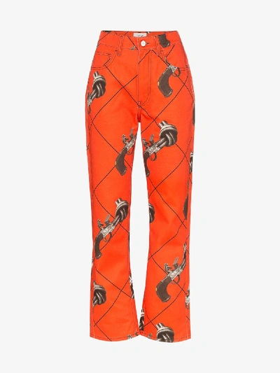 Shop Kirin Peggy Gou Kirin Guns Print Boyfriend Jeans In Orange