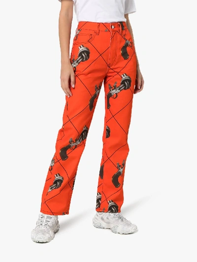 Shop Kirin Peggy Gou Kirin Guns Print Boyfriend Jeans In Orange