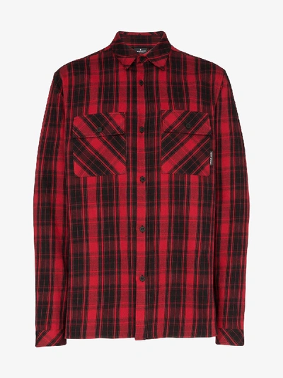 Shop Marcelo Burlon County Of Milan Checked Heart Wings Shirt In Red