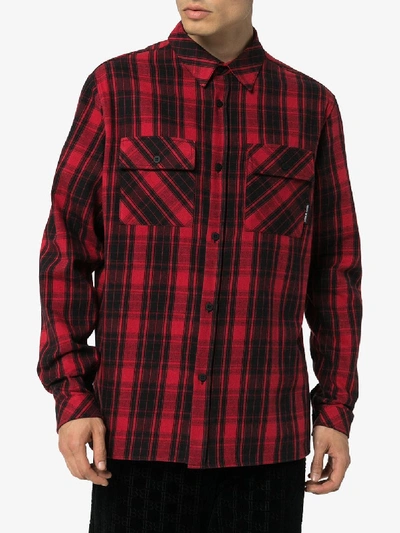 Shop Marcelo Burlon County Of Milan Checked Heart Wings Shirt In Red