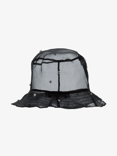 Shop Ruslan Baginskiy Black Crystal Embellished Silk Bucket Hat
