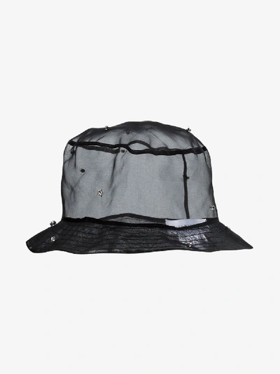 Shop Ruslan Baginskiy Black Crystal Embellished Silk Bucket Hat