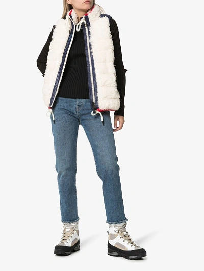 Shop Moncler Grenoble Shearling Quilted Gilet In White