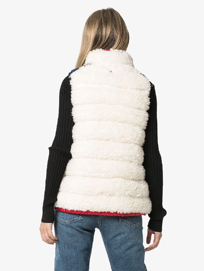 Shop Moncler Grenoble Shearling Quilted Gilet In White