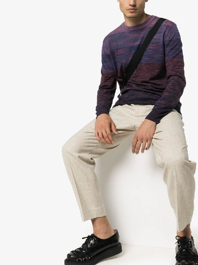 Shop Missoni Signature Stripe Wool Sweater In Purple