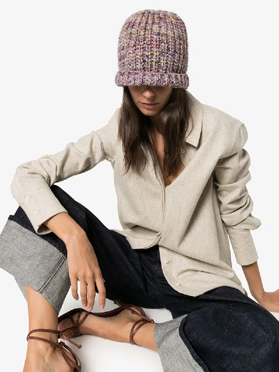 Shop The Elder Statesman Multicoloured Murphy Cashmere Beanie In Blue