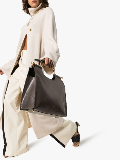 Shop Marni Grey Marcel Leather Tote Bag