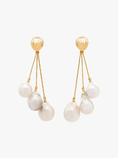 Shop Anissa Kermiche Gold Tone Trois Soeurs Pearl Earrings