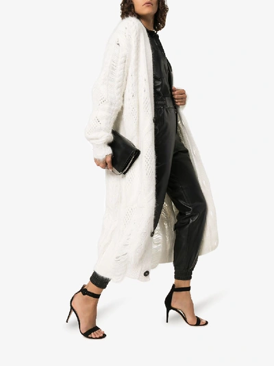 Shop Amiri Knitted Long Cardigan In White