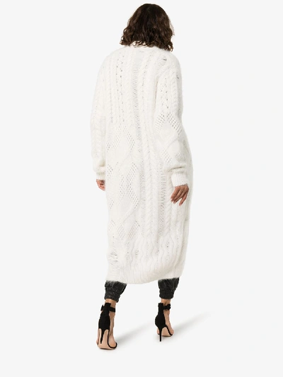 Shop Amiri Knitted Long Cardigan In White