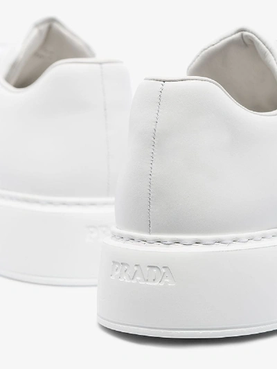 Shop Prada White Macro 45 Leather Sneakers