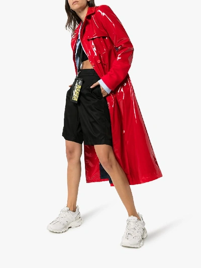 Shop Kirin Peggy Gou Kirin Belted Latex Trench Coat In Red