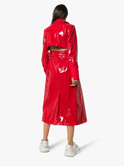 Shop Kirin Peggy Gou Kirin Belted Latex Trench Coat In Red