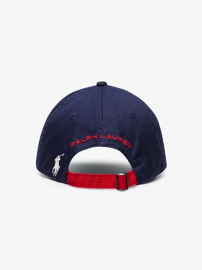 Shop Polo Ralph Lauren Blue, Red And White Logo Embroidered Cap