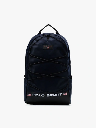 Shop Polo Ralph Lauren Blue Logo Print Backpack
