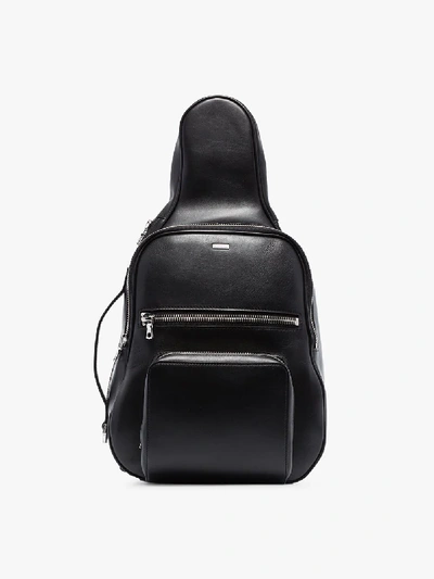 Shop Amiri Black Small Guitar Leather Crossbody Bag
