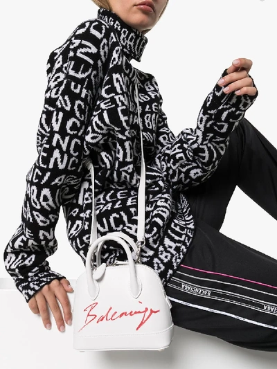 Shop Balenciaga White Ville Xxs Lipstick Logo Bag