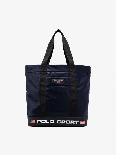 Shop Polo Ralph Lauren Blue Logo Print Tote Bag