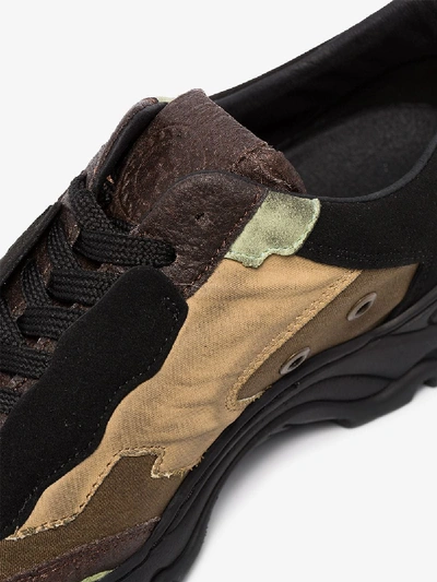 Shop Rombaut Brown And Green Boccaccio Panelled Low Top Sneakers