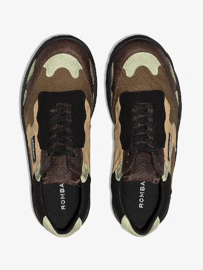 Shop Rombaut Brown And Green Boccaccio Panelled Low Top Sneakers