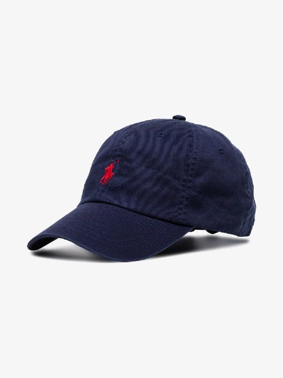 Shop Polo Ralph Lauren Navy Blue Logo Cotton Baseball Cap