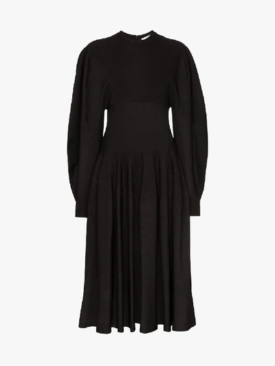 Shop Givenchy Pouf Sleeve Midi Dress In Black