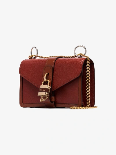 Shop Chloé Brown Aby Chain Leather Shoulder Bag