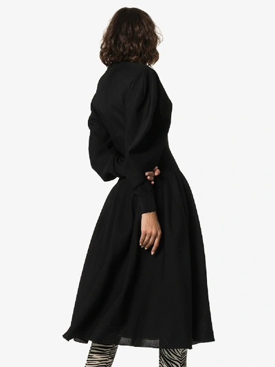 Shop Givenchy Pouf Sleeve Midi Dress In Black