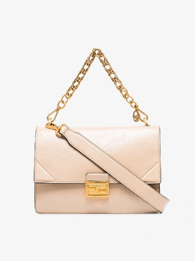Shop Fendi Nude Kan I Chain Strap Leather Bag In Neutrals