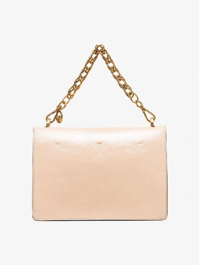 Shop Fendi Nude Kan I Chain Strap Leather Bag In Neutrals