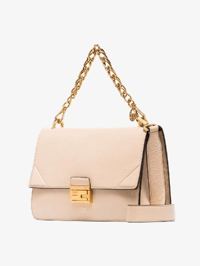 Shop Fendi Nude Kan I Chain Strap Leather Bag In Neutrals