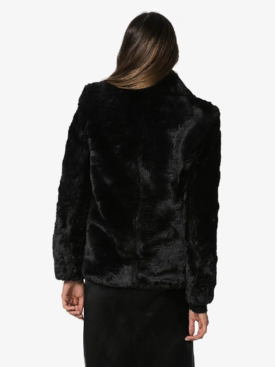 Shop Saint Laurent Faux Fur Peacoat In Black