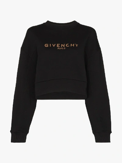 Shop Givenchy Classic Logo Cropped Sweatshirt In Black