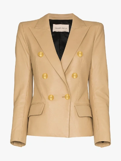Shop Alexandre Vauthier Double-breasted Leather Blazer In Neutrals