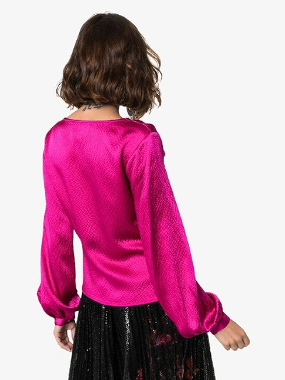 Shop Rebecca De Ravenel Cowl Neck Silk Blouse In Pink