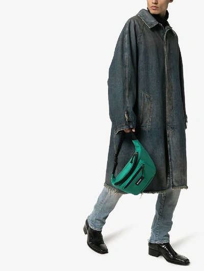 Shop Balenciaga Oversized Denim Coat In Blue