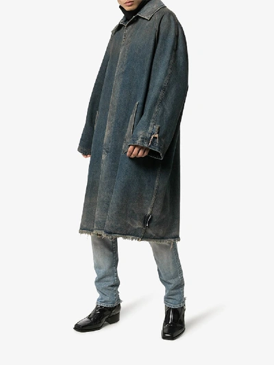 Shop Balenciaga Oversized Denim Coat In Blue