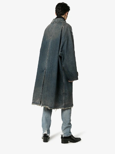 Shop Balenciaga Oversized Denim Coat In Blue