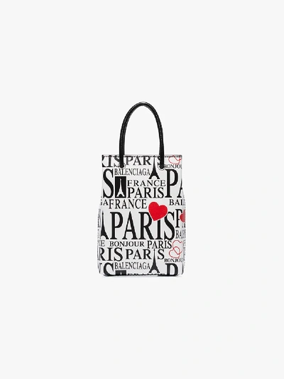 Shop Balenciaga Red And Black Bonjour Paris Mini Bag In Multicolour
