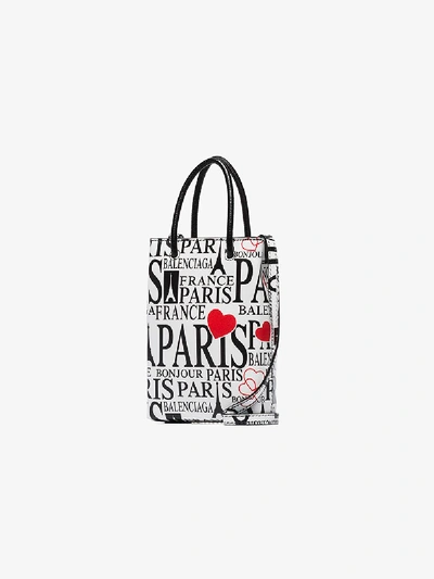 Shop Balenciaga Red And Black Bonjour Paris Mini Bag In Multicolour
