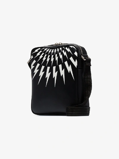 Shop Neil Barrett Black Thunderbolt Leather Shoulder Bag