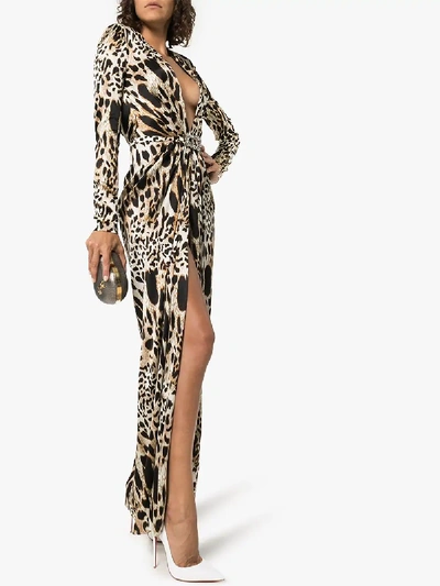 Shop Alexandre Vauthier Leopard Print Silk Maxi Dress In Black