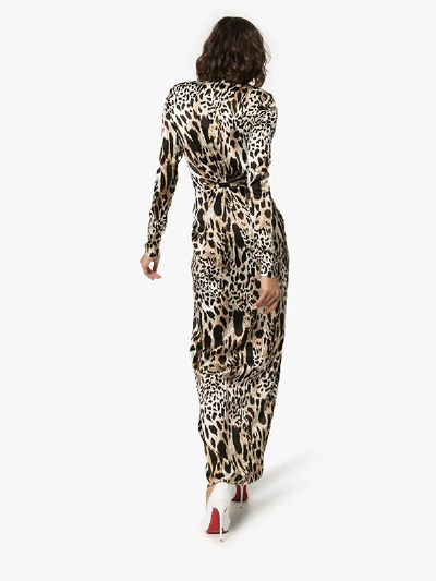 Shop Alexandre Vauthier Leopard Print Silk Maxi Dress In Black