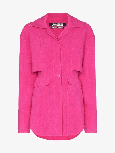 Shop Jacquemus Panelled Buttoned Shirt In Pink