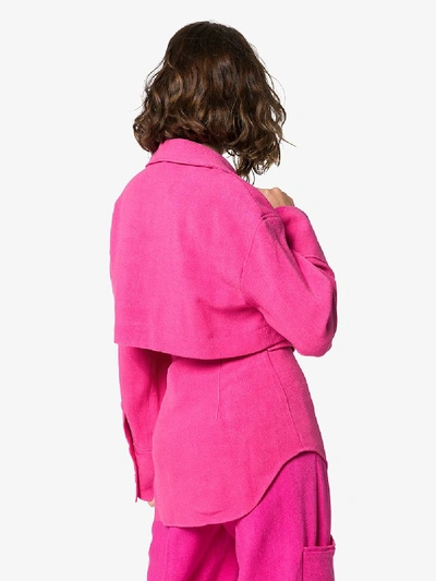 Shop Jacquemus Panelled Buttoned Shirt In Pink
