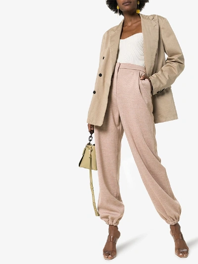 Shop Roksanda Kaura Wool Jersey Trousers In Neutrals