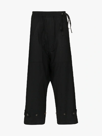Shop Bed J.w. Ford Deck Button Detail Cropped Trousers In Black
