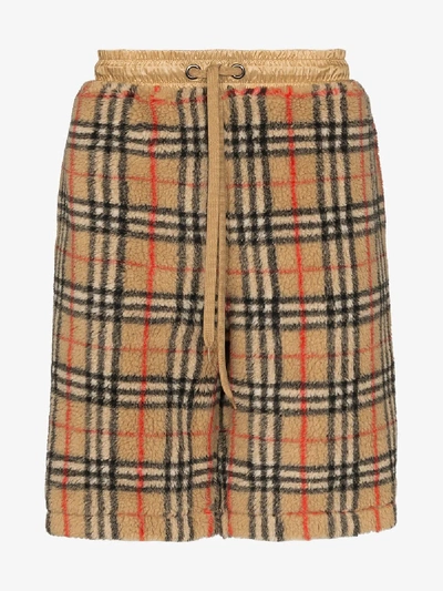 Shop Burberry Vintage Check Fleece Shorts In Brown